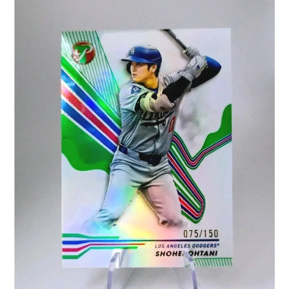 Shohei Ohtani #112 Topps Pristine 2024 GREEN REFRACTOR Chrome SP 75/150 - Picture 6 of 10